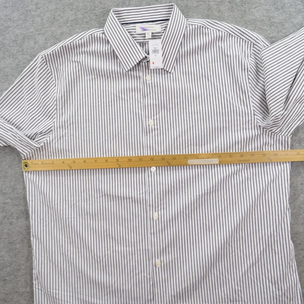 Banana Republic Shirt Mens Extra Large White Gray Wrinkle Resistant Dress New